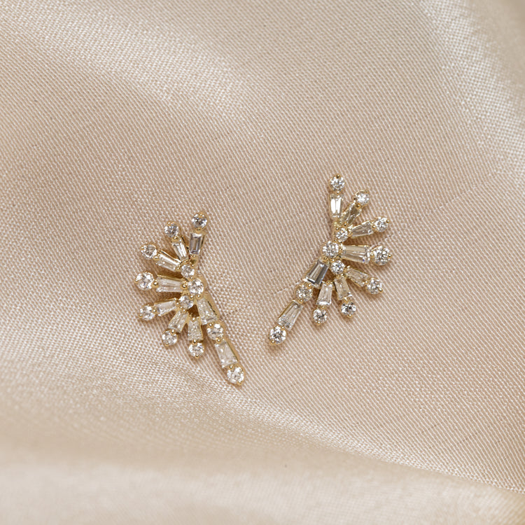 14ky Diamond Spray Earring Studs