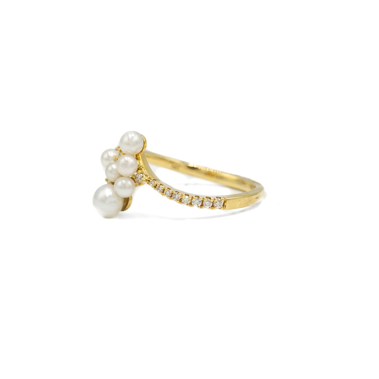 14y Pearl & Diamond Cluster Ring