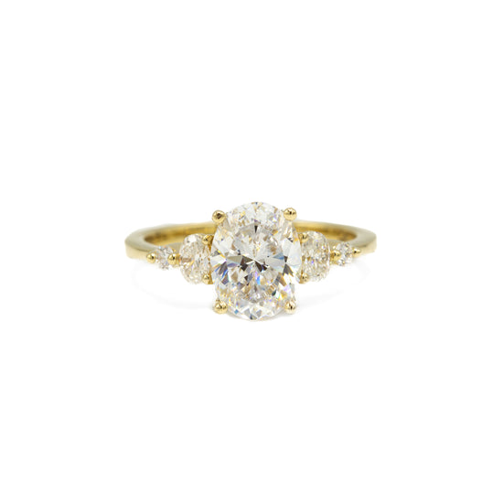 14ky Oval with Oval & Round 5-Stone Diamond Ring