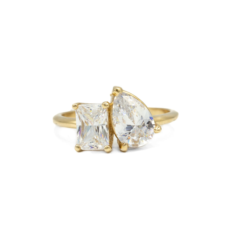 14y Toi et Moi Emerald-Cut & Pear-Shaped Ring