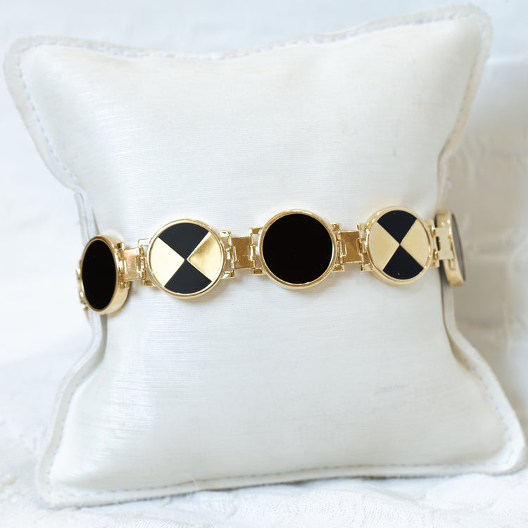 Vintage 14k Onyx Link Bracelet