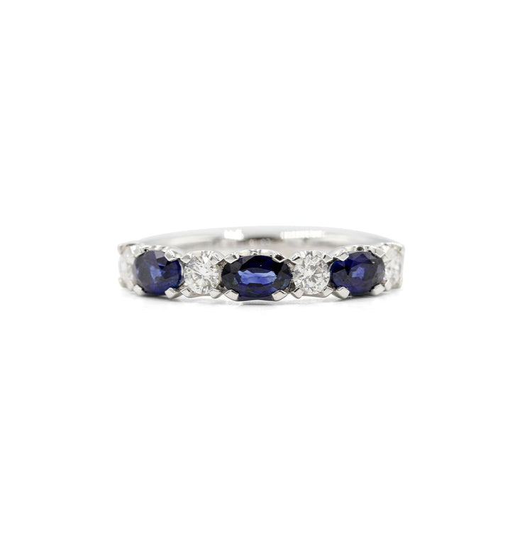 14kw Sapphire and Diamond Oval-Cut Band