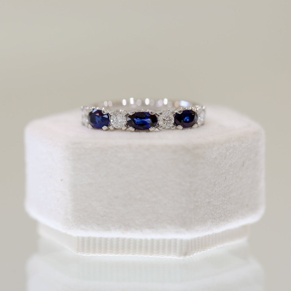 14kw Sapphire and Diamond Oval-Cut Band