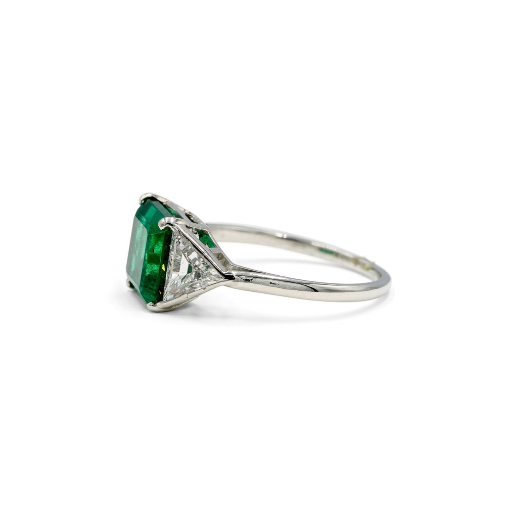 Platinum 2.14ct Emerald Cut Emerald 3-stone Ring