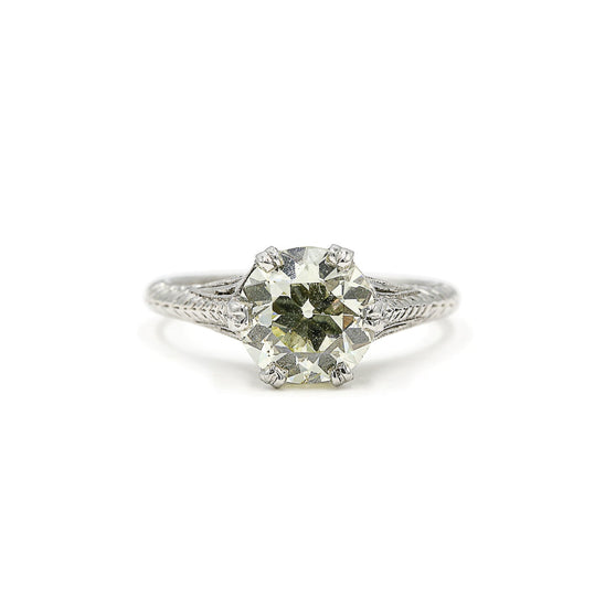 Platinum 1.92ct Vintage Hand Engraved Solitaire