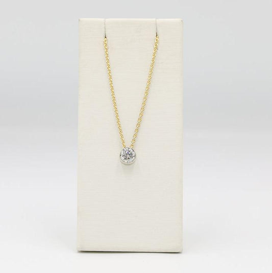 14ky/w .80ct Floating Bezel Diamond Necklace