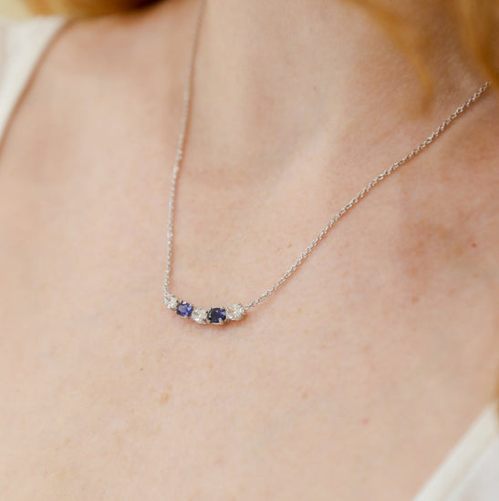 14kw Diamond & Sapphire Necklace