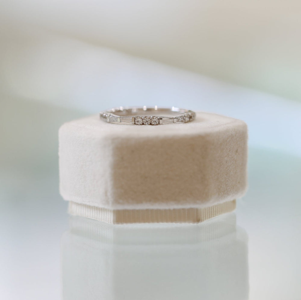 14kw Tapered Baguette & Round Diamond Band