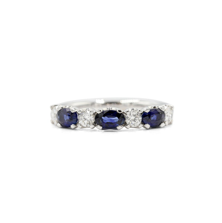 14kwg 5-Stone Oval Sapphire & Diamond Ring