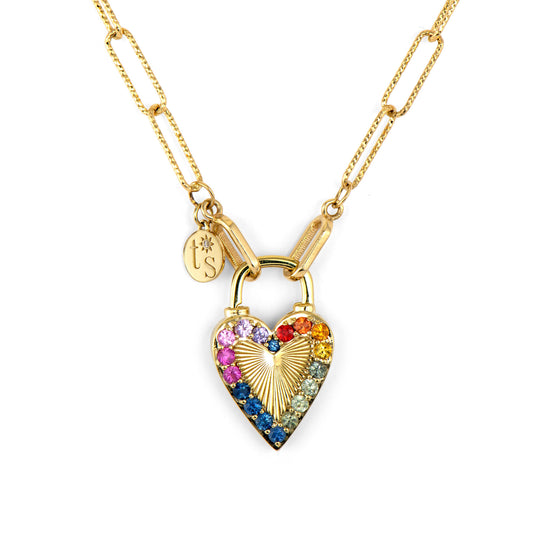 Rainbow and Diamond Love Explosion Lock Pendant by Three Stories Jewlery